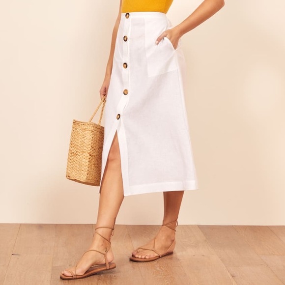 Reformation Dresses & Skirts - NWT Reformation Highland Skirt Linen White 6